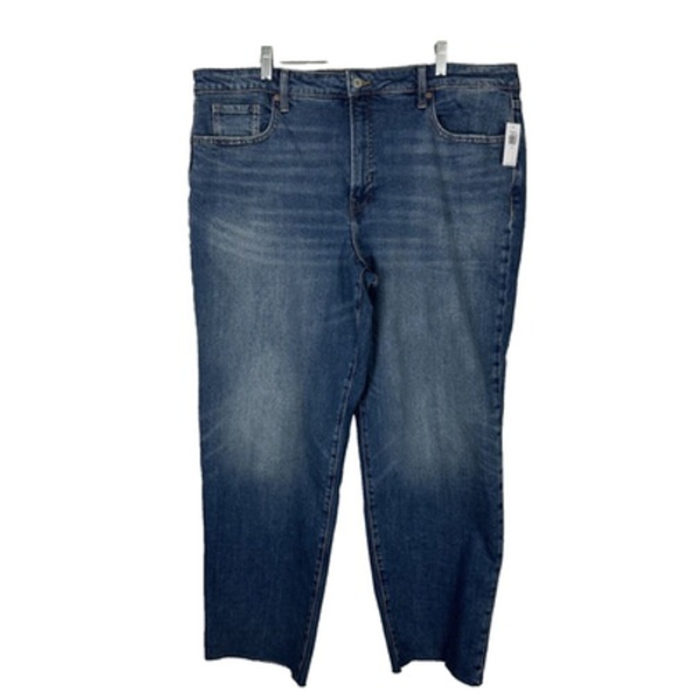 Old Navy High Rise OG Loose Jeans Women's Size 26 Raw Hem Stretch Denim Med Wash
